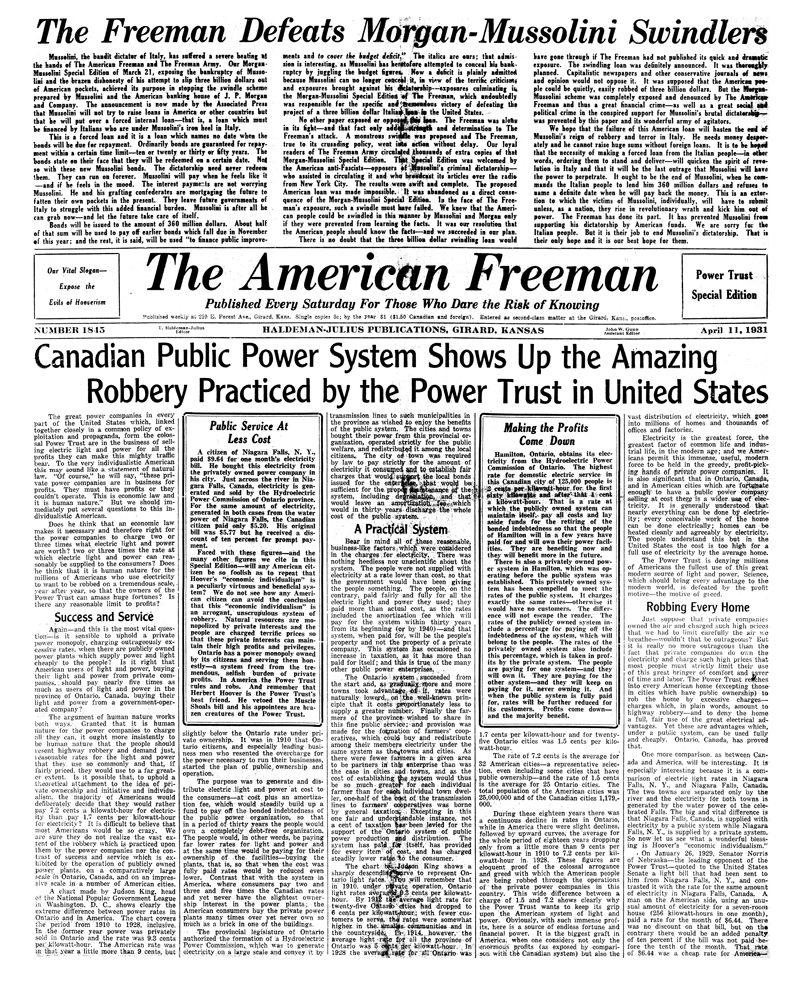 The American Freeman, Number 1845, April 11, 1931